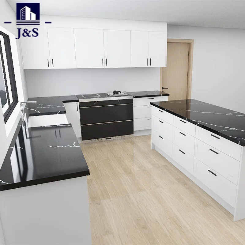 White Shaker Kitchen med svarte steinplater